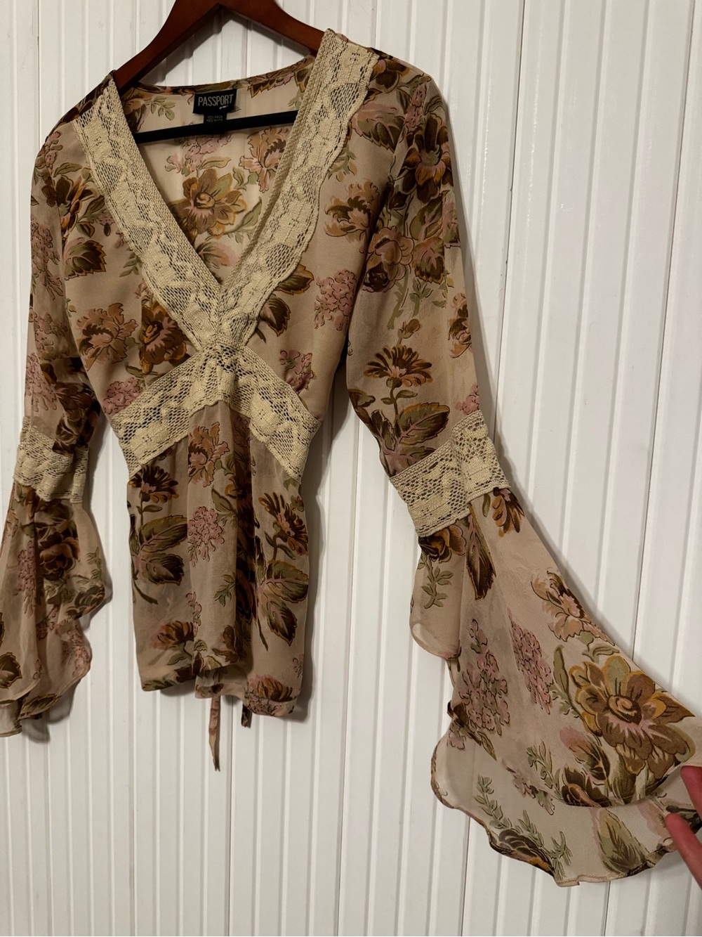VTG 90s Y2K Passport Flare Sleeve Top 2X Whimsical Fairy Boho Peasant Ren Faire